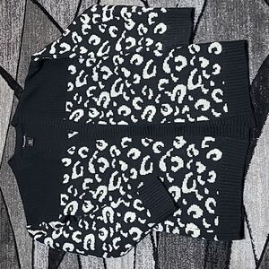 BLUSH & BLOOM LEOPARD PRINT OPEN CARDIGAN SWEATER